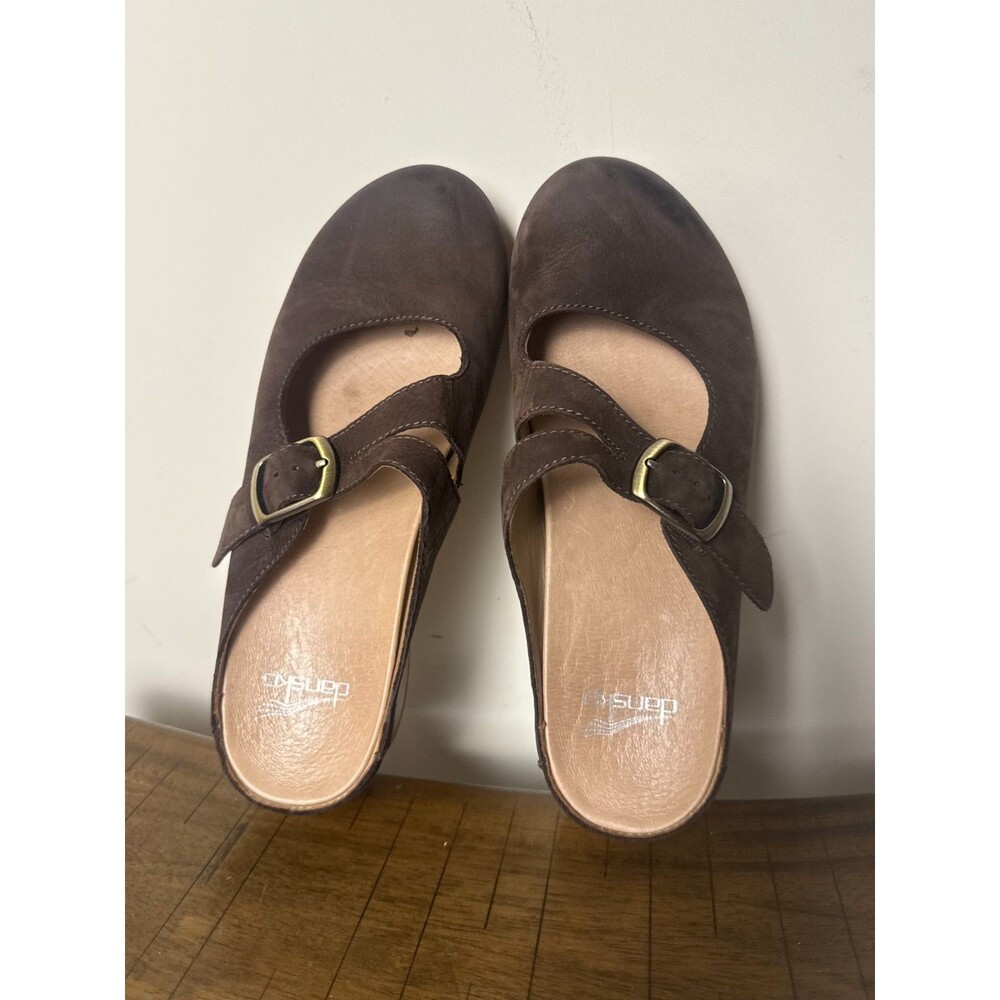 Dansko Brown Leather Mary Jane Clogs Comfort Mules Slip On Shoes EU 38 Women